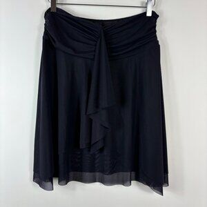 Profile skirt M black mini asymmetrical hem Mesh open front ballet whimsygoth